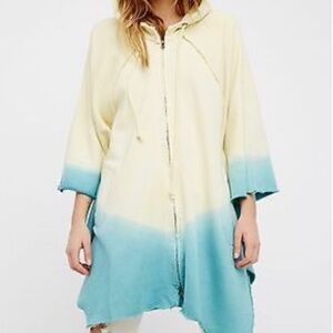 NWOT Free People "Might Be The One" Ombre Dip Dye Hoodie Poncho, size XS/S